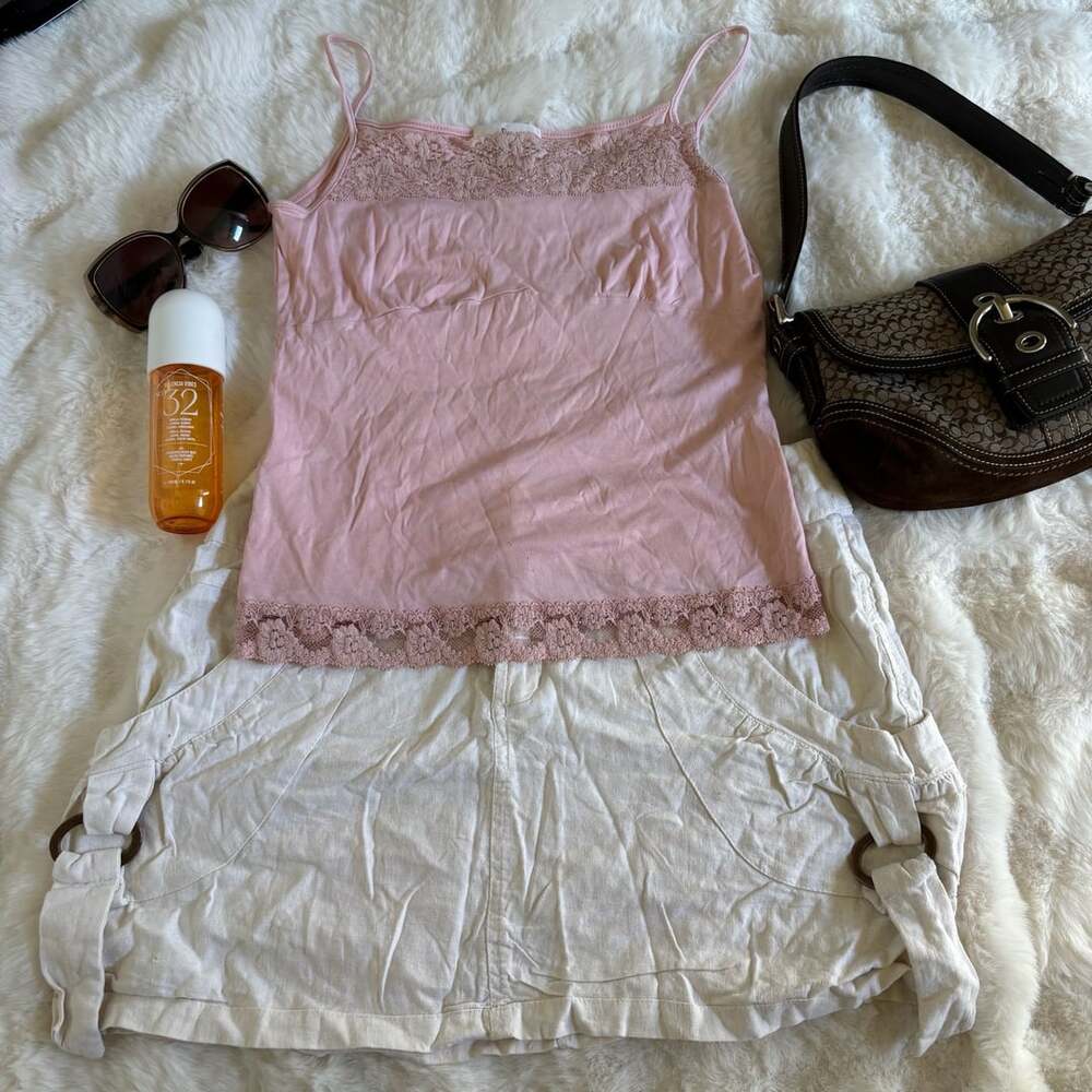 Forever One Cargo Mini Skirt Size EG White Cotton Y2K